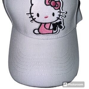 Hello Kitty ball cap white twill adjusts NWT patch fun summer gift pink dress